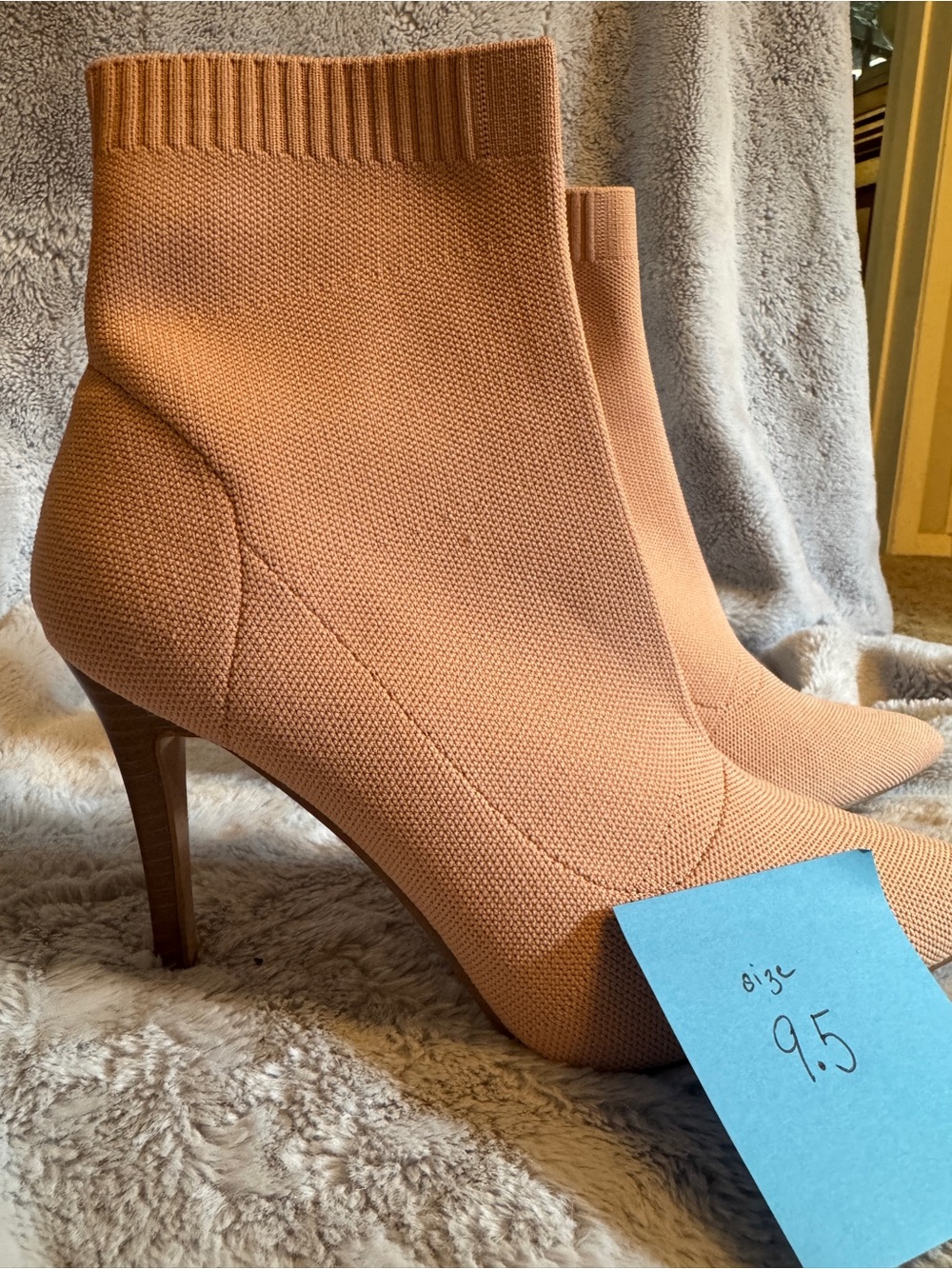 Women's Knit Sock Ankle Boots - Peach
